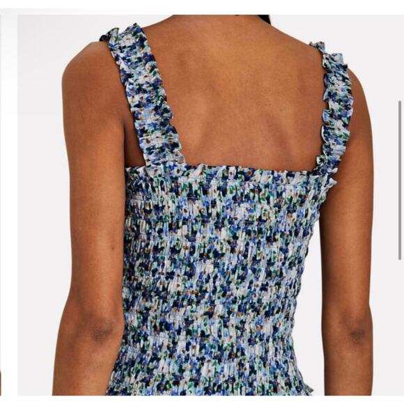 NWT Veronica Beard Averie Smocked Tank Top (Cobalt Blue) - Picture 3 of 9